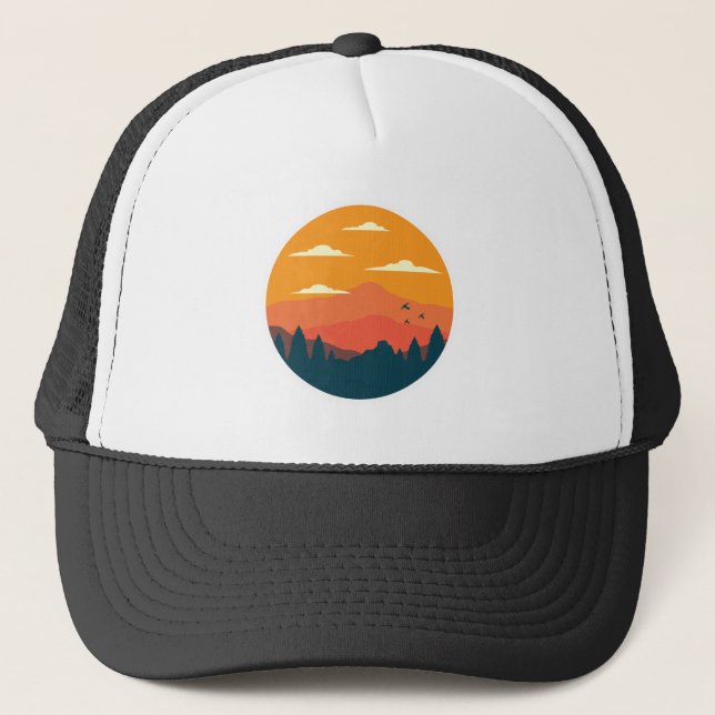Boné Ilustração do pôr do sol das montanhas (Frente)