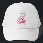 Boné Ilustração Rosa Glitter Saxofone<br><div class="desc">Ilustração simples de saxofone rosa-moderno com texto personalizável a preto.</div>