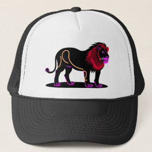Boné Ilustração Vibrante de Leão Neon com Magenta Vibra