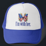 Boné I'm With Her Cute Kamala Harris Butterfly<br><div class="desc">I'm with Her hat. Support Kamala Harris for President. Beautiful American flag butterfly with pretty flowers for a democrat who likes cute political designs.</div>
