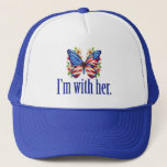 Boné I'm With Her Cute Kamala Harris Butterfly<br><div class="desc">I'm with Her hat. Support Kamala Harris for President. Beautiful American flag butterfly with pretty flowers for a democrat who likes cute political designs.</div>