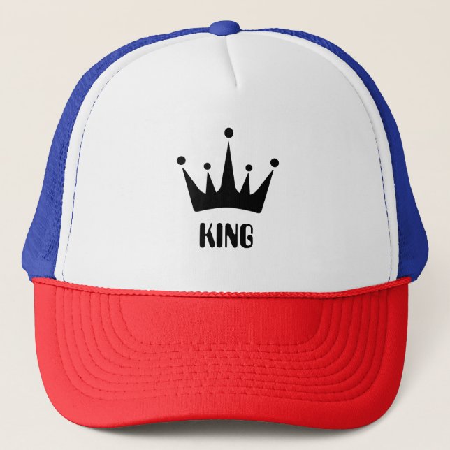 Boné Imagem da Coroa do Rei em Vermelho/Branco/Azul (Frente)