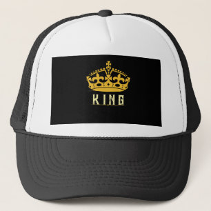 Boné Imagem da Coroa Texto KING Estilo Real Branco Pret