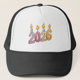 Boné Imagem de 2026 Impressa acima das Chamas de Velas