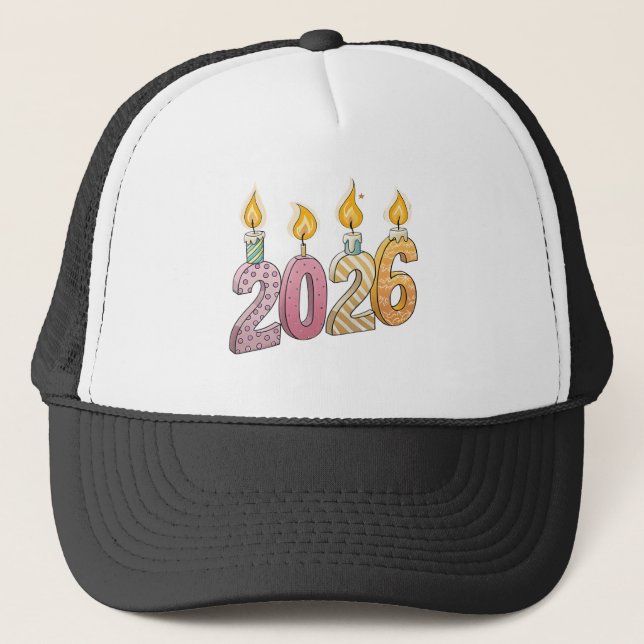 Boné Imagem de 2026 Impressa acima das Chamas de Velas  (Frente)
