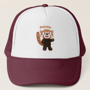 Boné Imagem de desenho animado do panda vermelho-bonito