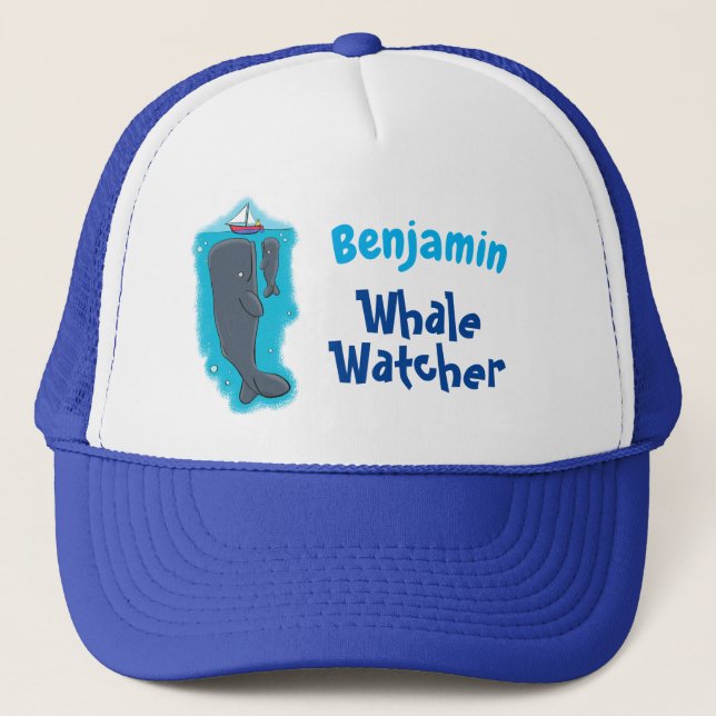 Boné Imagem de desenhos animados de baleias-brancas e e (Frente)