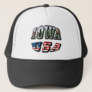 Boné Imagem de Iowa e Texto de Sinalizador EUA