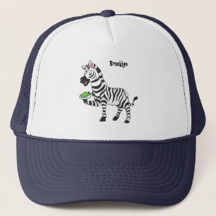 Boné Imagem engraçada de desenho animado de zebra