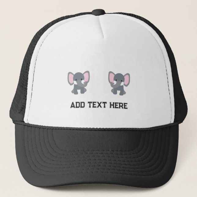 Boné Imagem personalizada de elefante fofo com texto pr (Frente)