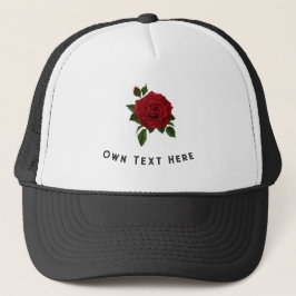 Boné Imagem Personalizada Rosa Vermelha com Texto Aqui