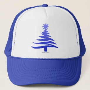 Boné Impressão Azul-Estêncil de Árvore de Natal Moderno
