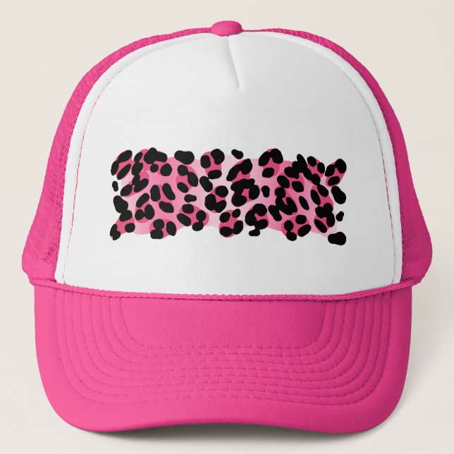Boné Impressão cor-de-rosa retro do leopardo (Frente)