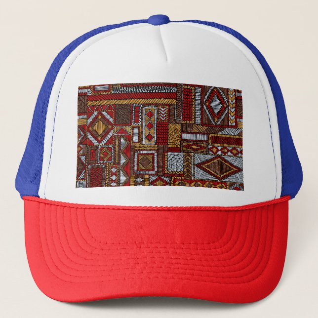 Boné Impressão de Étnica Bordada de Estilo de Patchwork (Frente)