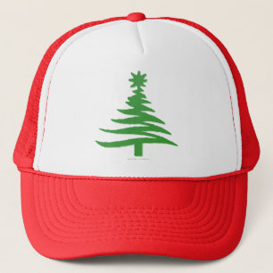 Boné Impressão Verde de Estêncil de Árvore de Natal Mod