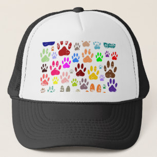 Boné Impressões coloridas de pata de cachorro