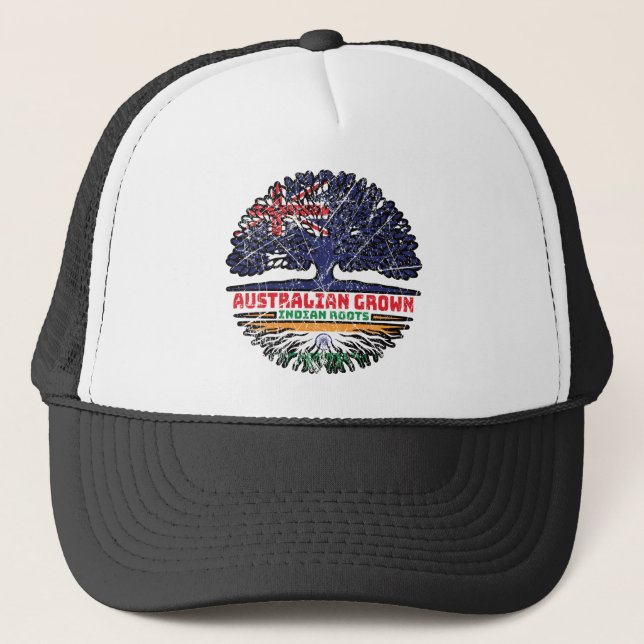 Boné Índia Índia, Índia, Austrália, Árvore de Bandeira (Frente)