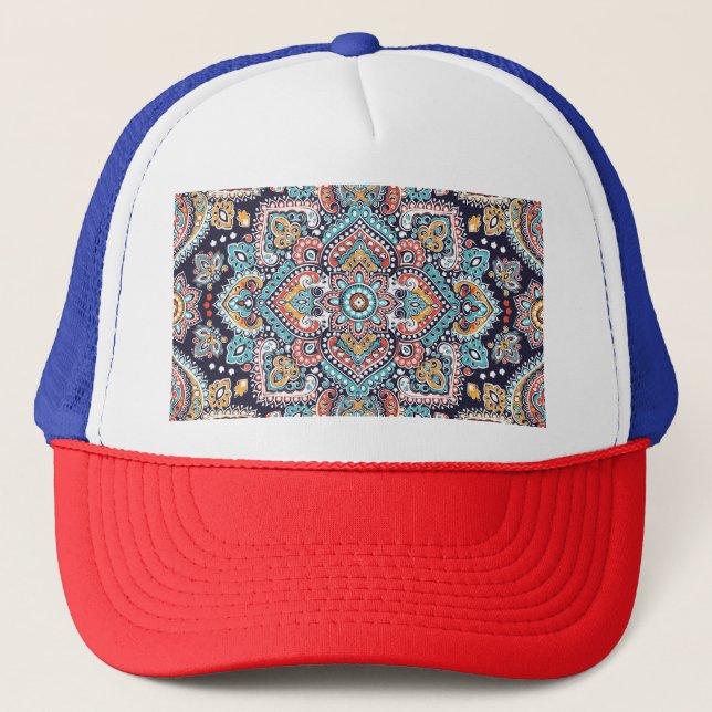 Boné Indian Paisley: Padrão Étnico de Mandala (Frente)