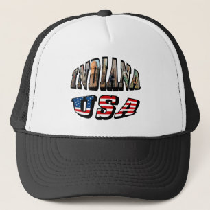 Boné Indiana Picture and USA Flag Text