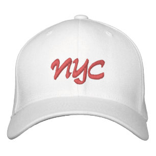 Boné Iniciais NYC ou DIY vermelhos em branco