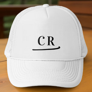 Boné Iniciais Personalizadas Nome Minimalista Preto