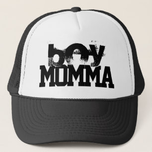 Boné inscrição BOY MOMMA, preto e branco  