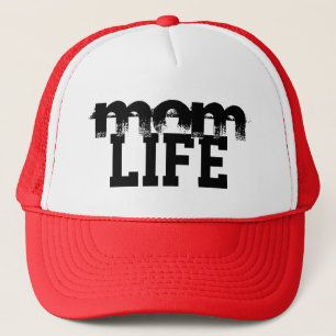 Boné inscrição MOM LIFE a preto e branco