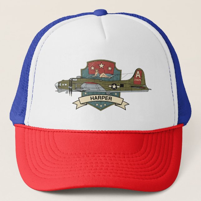 Boné Insígnia de Aeronave Bombardeira B-17 Vintage (Frente)