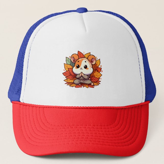Boné Ioga de hamster outono Kawaii (Frente)