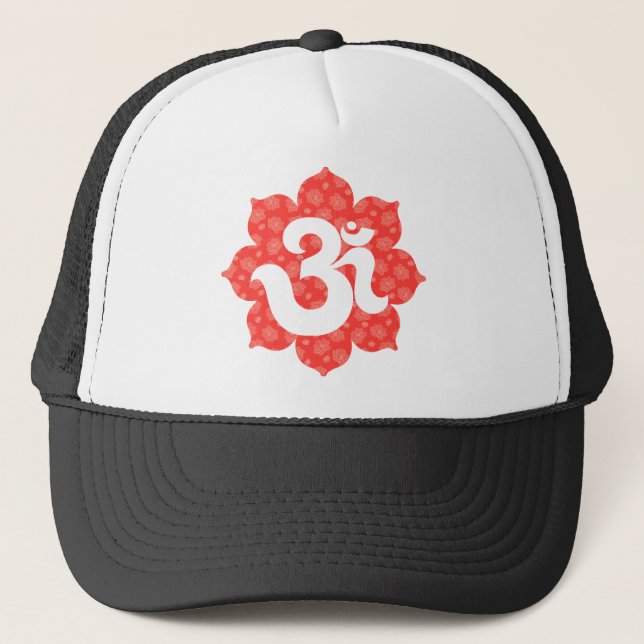 Boné Ioga OM na laranja vermelha de Lotus (Frente)