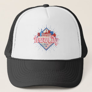 Boné Iowa City United States Retro Skyline Vintage EUA