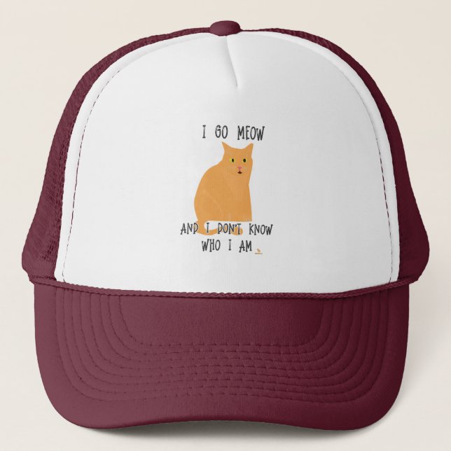 Boné Ir Meow Engraçado Slogan de Diversão de Cartoon de (Frente)