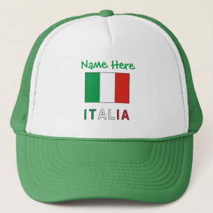 Boné Itália e Bandeira Italiana Personalização Verde