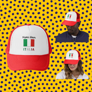 Boné Itália e Bandeira Italiana Personalizada