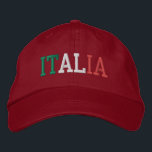 Boné ITALIA Itália Sinalizador Cores Verde Branco e Ver<br><div class="desc">ITÁLIA bordada com a bandeira italiana Cores verdes brancas e vermelhas em chapéu de algodão vermelho. Faz um presente maravilhoso para quem adora o belo país da Itália!</div>