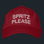 Boné Italiano Aperol Spritz Funny Cotação Vermelho Rosa<br><div class="desc">Elevem seu estilo de verão com este lindo chapéu "Spritz Por Favor", perfeito para amantes de Aperol Spritz e cultura aperitivo. Esta tendência bordado de chapéu em cor vermelha arrojada adiciona uma torcida divertida a qualquer hora de excursão ou coquetel. Quer você esteja relaxando em um bar de praia, participando...</div>