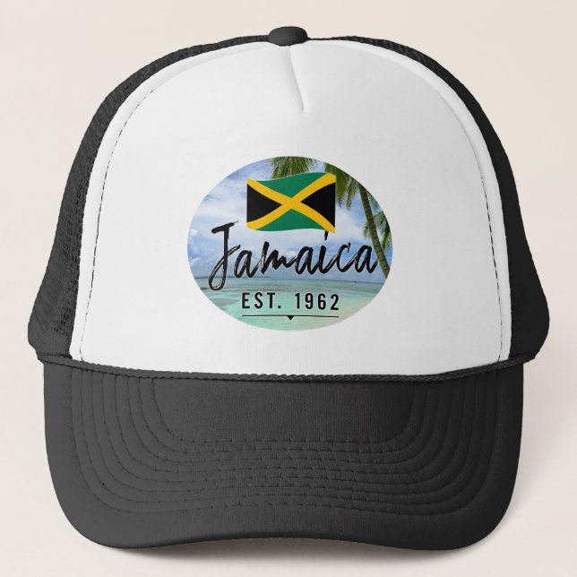 Boné "Jamaica Est. 1962" Beach With Jamaica Flag Art (Frente)
