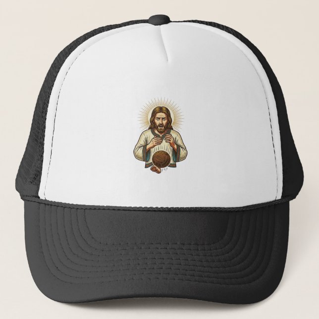 Boné Jesus Derrubou Bola Medicinal Pesada Dor no Dedo d (Frente)