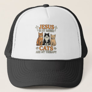 Boné Jesus E Gatos São Minha Terapia Camiseta Vintage D