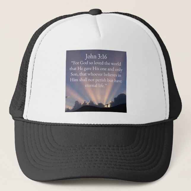 Boné John 3:16 Bible Verse Trucker Hat (Frente)
