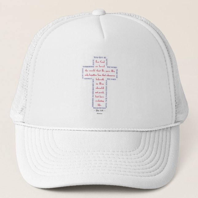 Boné John 3:16 Cruz Vermelha, Branca e Azul (Frente)