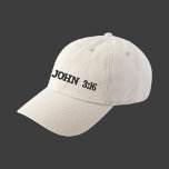 Boné John 3:16 Grace Verses White Embroiderme Christian<br><div class="desc">Texto moderno minimalista, preto bordado branco bordado com 3 grandes versos de Bíblia KJV da escritura de carência. Vista sua mensagem de fé cristã. Personalize este simples design com os seus versos favoritos de Bíblia adicionados aos lados esquerdo/direito do chapéu. Personalize-o com a cor/fonte de sua escolha. Letra negra moderna...</div>