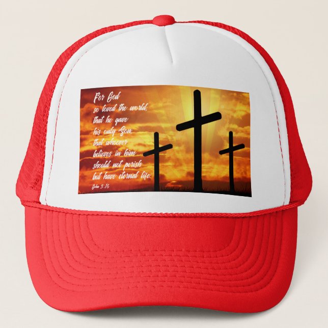 BONÉ JOHN 3:16 TRENDY VERSÍCULO DA BÍBLIA PRESENTE CRIS (Frente)
