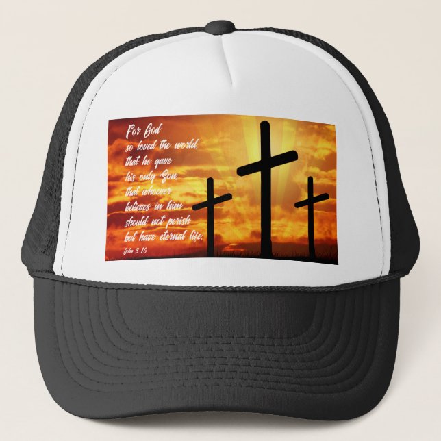 BONÉ JOHN 3:16 TRENDY VERSÍCULO DA BÍBLIA PRESENTE CRIS (Frente)