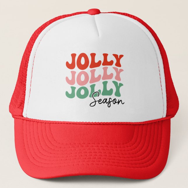 Boné Jolly Jolly Jolly Season Retro Holiday Typografia (Frente)