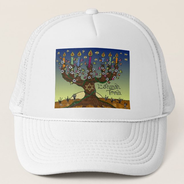 Boné Judaica L'shanah Tovah Tree Of Life Gifts Roupa (Frente)