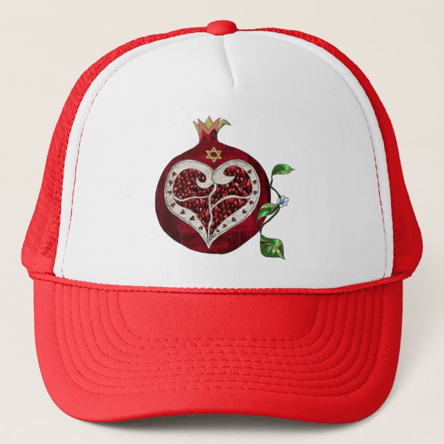 Boné Judaica Pomegranate Heart Hanukkah Rosh Hashanah (Frente)