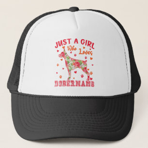 Boné Just A Girl Who Loves Dobermans Floral Doberman Do