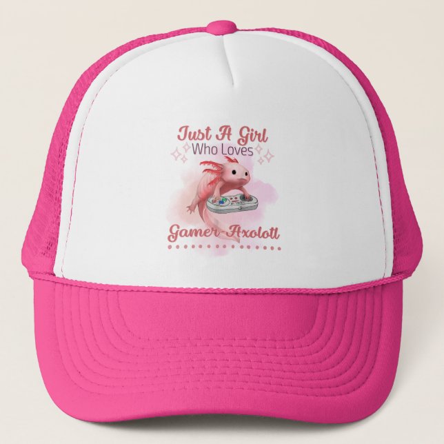 Boné Just A Girl Who Loves Gamer Axolotl Trucker Hat (Frente)