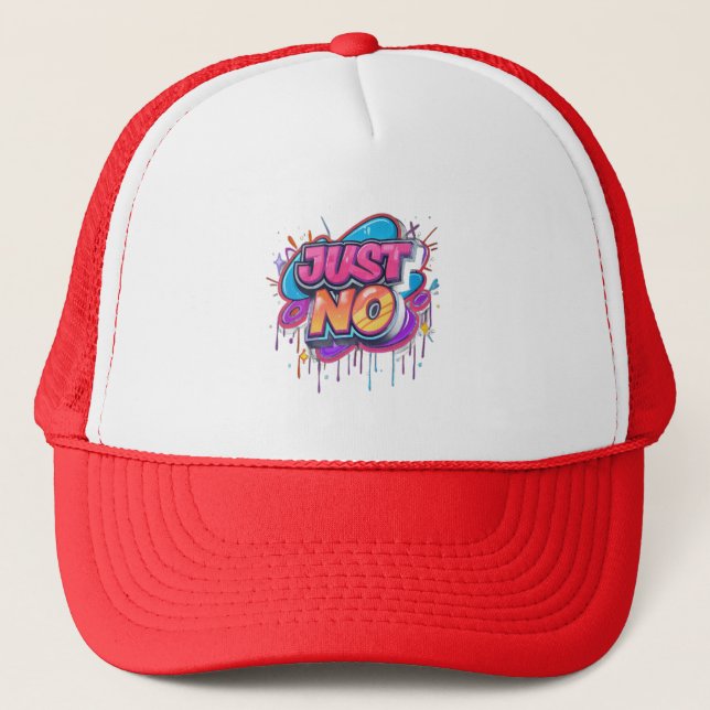 Boné Just No – Graffiti Pop Streetwear Trucker Hat (Frente)